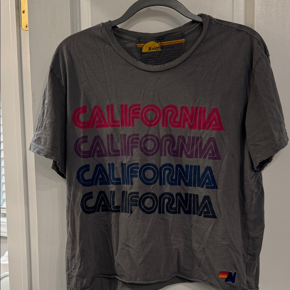 Authentic Aviator Nation Gray Tee with California Print